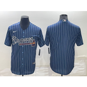 MLB Braves Blank Navy Nike Throwback Men Jersey