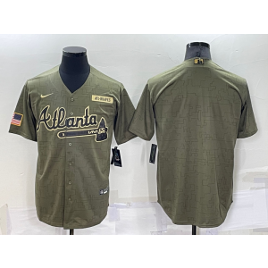 MLB Braves Blank Salute To Service Gold Nike Cool Base Men Jersey