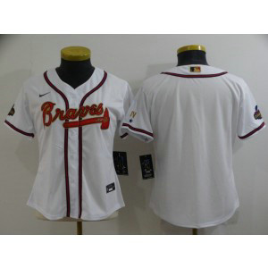 MLB Braves Blank White Nike Cool Base Women Jersey