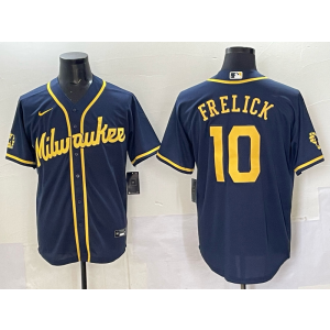 MLB Brewers 10 Frelick Navy Nike Cool Base Men Jersey MLB Brewers 10 Frelick Navy Nike Cool Base Men Jersey