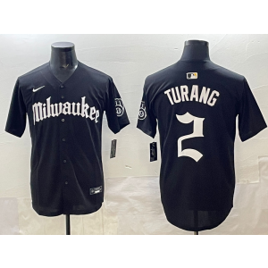 MLB Brewers 2 Turang New Black Nike Cool Base Men Jersey MLB Brewers 2 Turang New Black Nike Cool Base Men Jersey