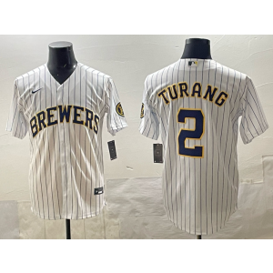 MLB Brewers 2 Turang White Nike Cool Base Men Jersey MLB Brewers 2 Turang White Nike Cool Base Men Jersey