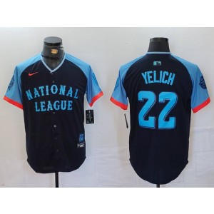 MLB Brewers 22 Christian Yelich Black 2024 All-Star Nike Cool Base Men Jersey MLB Brewers 22 Christian Yelich Black 2024 All-Star Nike Cool Base Men Jersey
