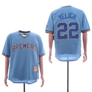 MLB Brewers 22 Christian Yelich Blue Retro Throwback Men Jersey MLB Brewers 22 Christian Yelich Blue Retro Throwback Men Jersey