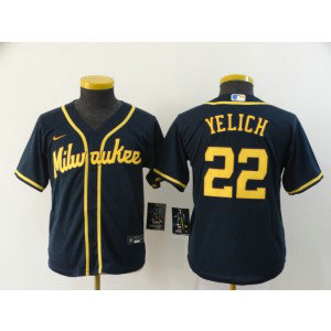 MLB Brewers 22 Christian Yelich Navy 2020 Nike Cool Base Youth Jersey MLB Brewers 22 Christian Yelich Navy 2020 Nike Cool Base Youth Jersey