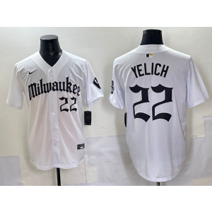 MLB Brewers 22 Christian Yelich New White Nike Cool Base Men Jersey MLB Brewers 22 Christian Yelich New White Nike Cool Base Men Jersey