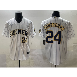 MLB Brewers 24 William Contreras White Nike Cool Base Men Jersey 1 MLB Brewers 24 William Contreras White Nike Cool Base Men Jersey 1