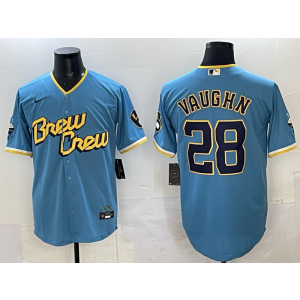 MLB Brewers 28 Vaughn Blue Nike Cool Base Men Jersey MLB Brewers 28 Vaughn Blue Nike Cool Base Men Jersey