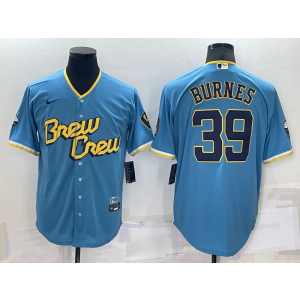 MLB Brewers 39 Corbin Burnes Powder Blue 2021 City Connect Nike Cool Base Men Jersey MLB Brewers 39 Corbin Burnes Powder Blue 2021 City Connect Nike Cool Base Men Jersey
