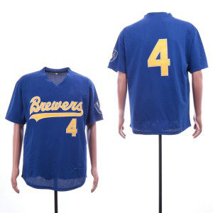 MLB Brewers 4 Paul Molitor Royal Mesh Throwback Men Jersey