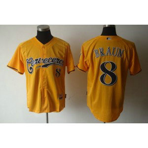 MLB Brewers 8 Ryan Braun Yellow Cerveceros Cool Base Men Jersey MLB Brewers 8 Ryan Braun Yellow Cerveceros Cool Base Men Jersey