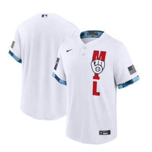MLB Brewers Blank White 2021 All-Star Cool Base Men Jersey