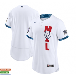 MLB Brewers Blank White 2021 All-Star Flexbase Men Jersey
