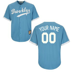 MLB Brooklyn Dodgers Light Blue Throwback Customized Men Jersey