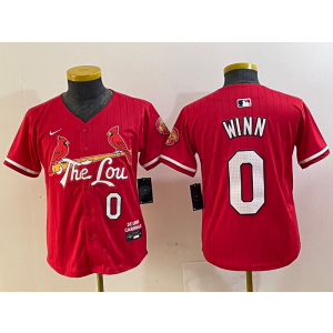 MLB Cardinals 0 Winn Red 2024 City Connect Nike Cool Base Youth Jersey