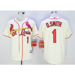 MLB Cardinals 1 Ozzie Smith Cream Cool Base Men Jersey