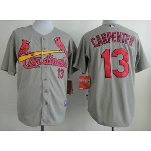 MLB Cardinals 13 Matt Carpenter Grey Cool Base Men Jersey