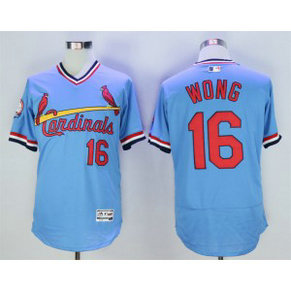 MLB Cardinals 16 Kolten Wong Light Blue Cooperstown Collection Flexbase Men Jersey