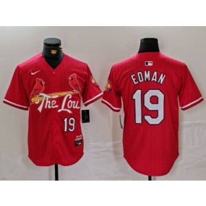 MLB Cardinals 19 Tommy Edman Red 2024 City Connect Nike Cool Base Men Jersey MLB Cardinals 19 Tommy Edman Red 2024 City Connect Nike Cool Base Men Jersey
