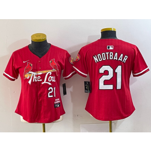 MLB Cardinals 20 Nootbaar Red 2024 City Connect Nike Cool Base Women Jersey