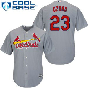 MLB Cardinals 23 Marcell Ozuna Gray Cool Base Men Jersey MLB Cardinals 23 Marcell Ozuna Gray Cool Base Men Jersey
