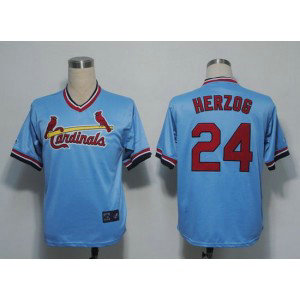 MLB Cardinals 24 Whitey Herzog Blue Mitchell and Ness Throwback Men Jersey