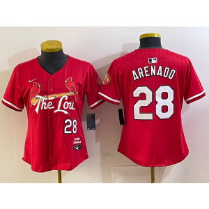 MLB Cardinals 28 Nolan Arenado Red 2024 City Connect Nike Cool Base Women Jersey