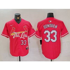 MLB Cardinals 33 Donovan Red 2024 City Connect Nike Cool Base Men Jersey