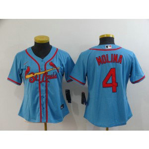 MLB Cardinals 4 Yadier Molina Blue 2020 Nike Cool Base Women Jersey(Run Small)