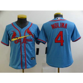MLB Cardinals 4 Yadier Molina Blue Nike Cool Base Youth Jersey