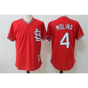 MLB Cardinals 4 Yadier Molina Red Mitchell and Ness Throwback Men Jersey MLB Cardinals 4 Yadier Molina Red Mitchell and Ness Throwback Men Jersey