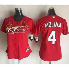 MLB Cardinals 4 Yadier Molina Red Women Jersey