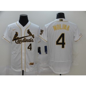MLB Cardinals 4 Yadier Molina White Gold Nike Cool Base Men Jersey MLB Cardinals 4 Yadier Molina White Gold Nike Cool Base Men Jersey