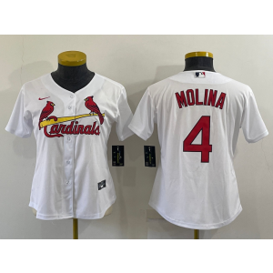 MLB Cardinals 4 Yadier Molina White Nike Cool Base Women Jersey