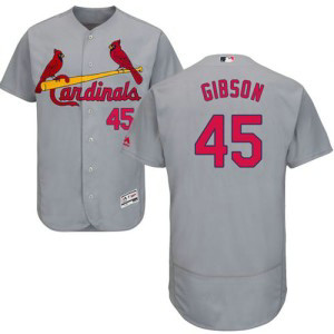 MLB Cardinals 45 Bob Gibson Grey Flexbase Men Jerseys