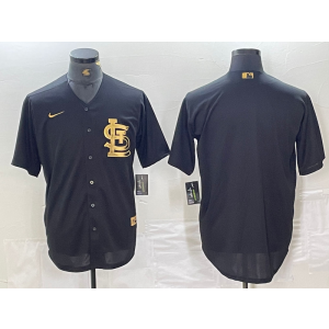 MLB Cardinals Blank Black Gold Nike Cool Base Men Jersey