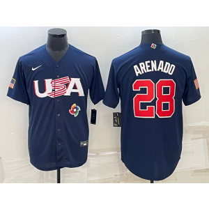 MLB Cardinals USA Baseball 28 Nolan Arenado Blue 2023 World Series Men Jersey