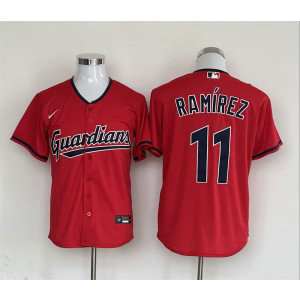 MLB Cleveland Guardians 11 José Ramírez Red Nike Cool Base Men Jersey