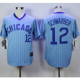 MLB Cubs 12 Kyle Schwarber Blue(White Strip) Cooperstown Throwback Men Jersey MLB Cubs 12 Kyle Schwarber Blue(White Strip) Cooperstown Throwback Men Jersey