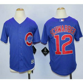 MLB Cubs 12 Kyle Schwarber Blue Cool Base Youth Jersey