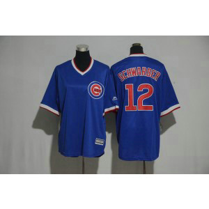 MLB Cubs 12 Kyle Schwarber Blue Throwback Cool Base Youth Jersey