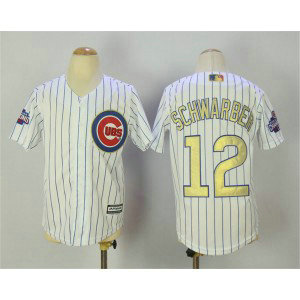 MLB Cubs 12 Kyle Schwarber White World Series Champions Gold Program Cool Base Youth Jersey MLB Cubs 12 Kyle Schwarber White World Series Champions Gold Program Cool Base Youth Jersey