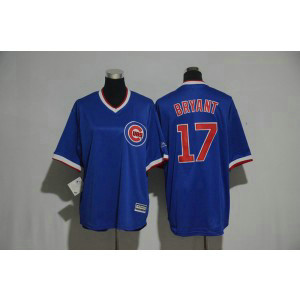 MLB Cubs 17 Kris Bryant Blue Throwback Cool Base Youth Jersey