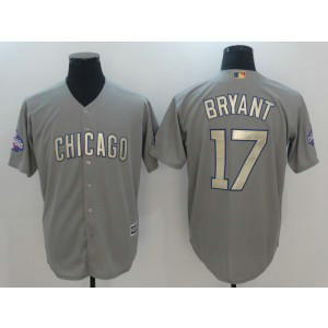 MLB Cubs 17 Kris Bryant Grey World Series Champions Gold Program Cool Base Men Jersey MLB Cubs 17 Kris Bryant Grey World Series Champions Gold Program Cool Base Men Jersey