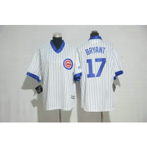 MLB Cubs 17 Kris Bryant White Throwback Cool Base Youth Jersey