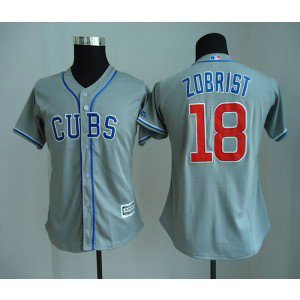 MLB Cubs 18 Ben Zobrist Gray Cool Base Women Jersey