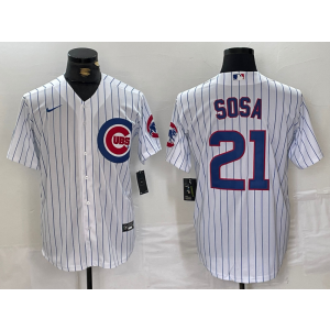 MLB Cubs 21 Sosa White Nike Cool Base Men Jersey