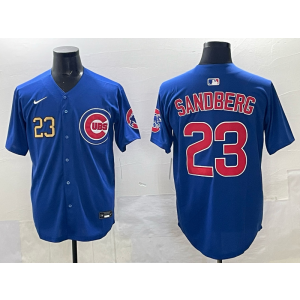 MLB Cubs 23 Ryne Sandberg Blue Nike Cool Base Men Jersey