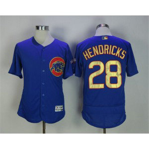 MLB Cubs 28 Kyle Hendricks Blue World Series Champions Gold Program Flexbase Men Jersey