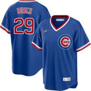 MLB Cubs 29 Michael Busch Blue Nike Cool Base Men Jersey
